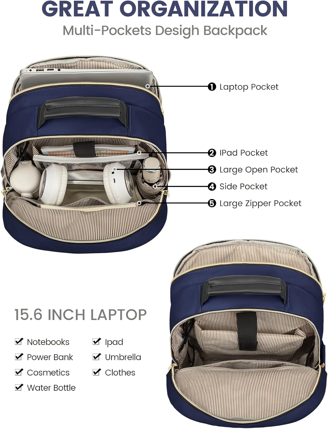 LOVEVOOK Laptop Bag Spacious USB Design - Image 5